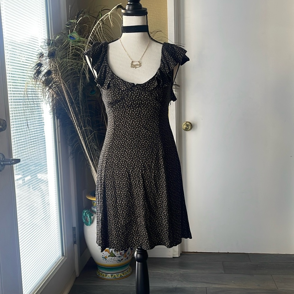 Black floral mini dress
